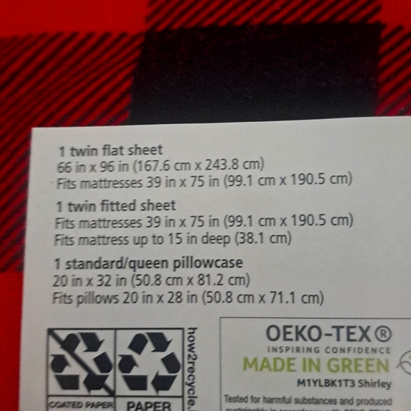 Mainstays 3 Piece Flannel Red and Black Buffalo Plaid Sheet Set - Twin #New - Picture 3 of 3